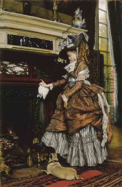 La Cheminee Oil Painting by James Jacques Joseph Tissot