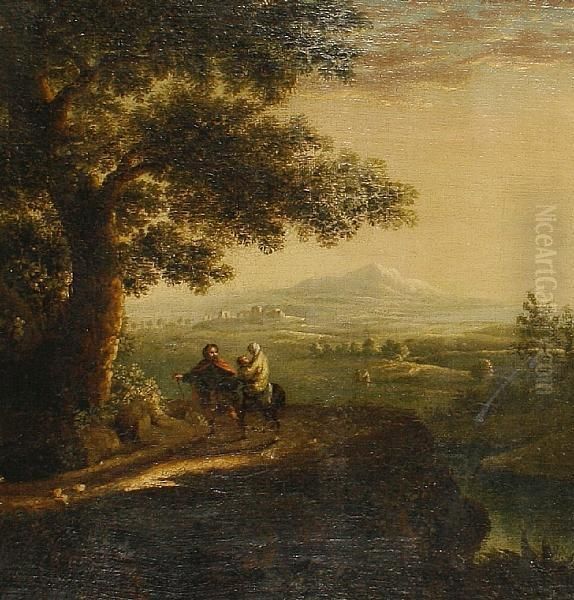 Rest On The Flight To Egypt Oil Painting by Herman Van Swanevelt