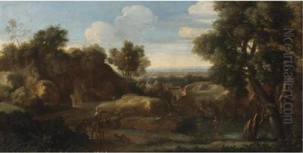 Italianate Landscape With Travelers Oil Painting by Herman Van Swanevelt