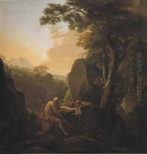 San Girolamo In Meditazione In Un Paesaggio Boschivo Oil Painting by Herman Van Swanevelt