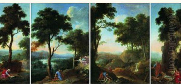 Quatre Scenes De La Vie De Moise : Oil Painting by Herman Van Swanevelt