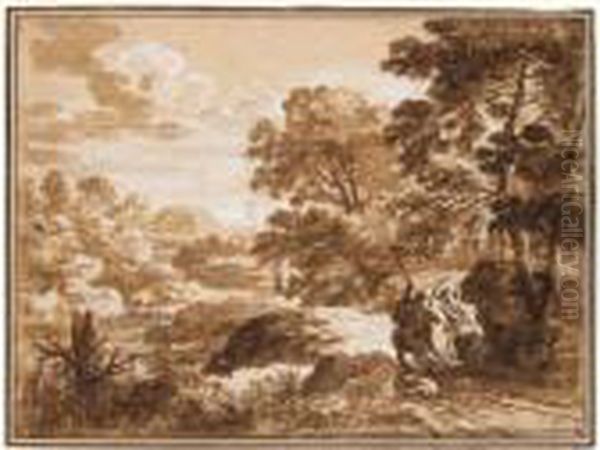 Landscape With Balaam And The Ass Oil Painting by Herman Van Swanevelt