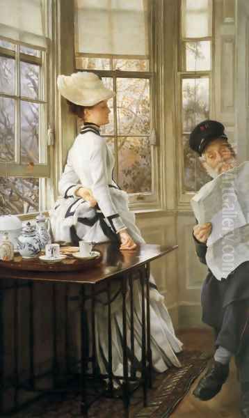 Reading The News Oil Painting by James Jacques Joseph Tissot