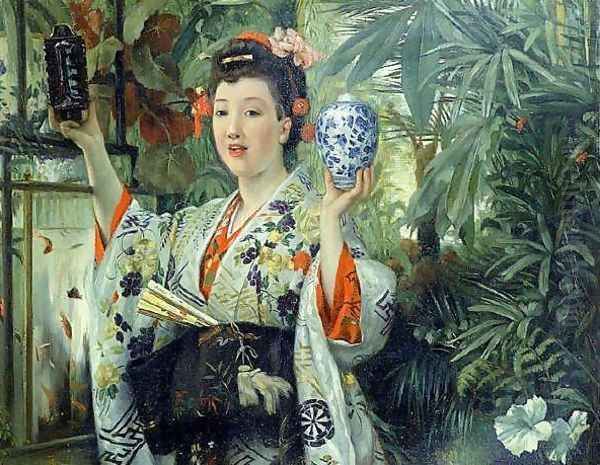 The Japanese Vase Oil Painting by James Jacques Joseph Tissot