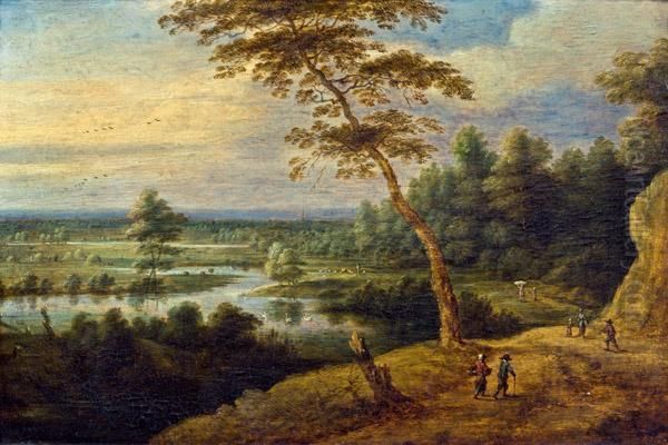 Weite Landschaft Mit Flusslauf Und Heuernte Oil Painting by Lucas Van Uden