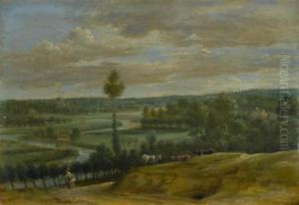 Landscape With A Herdsman Oil Painting by Lucas Van Uden