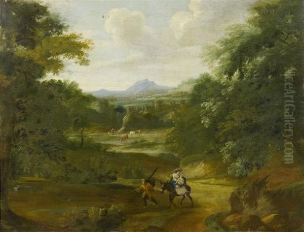 The Flight Into Egypt Oil Painting by Lucas Van Uden