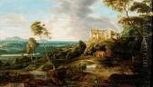 Paysage A La Forteresse Oil Painting by Lucas Van Uden