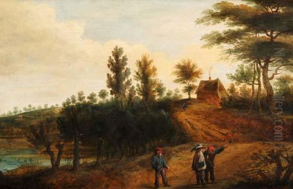 Umkreis Wanderer Fragen Nach Dem Weg Oil Painting by Lucas Van Uden