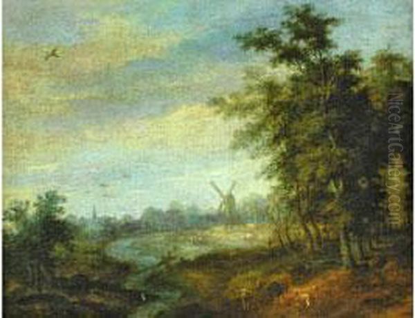 Landschaft Mit Muhle Und Tierstaffage Oil Painting by Lucas Van Uden