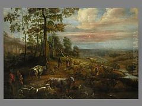 Landschaft Mit Hirten Und Vieh Oil Painting by Lucas Van Uden