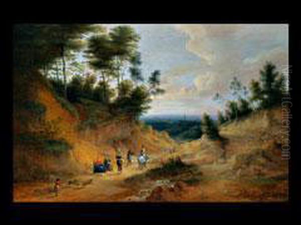 Landschaft Mit Personen Und Einem Eselreiter Oil Painting by Lucas Van Uden