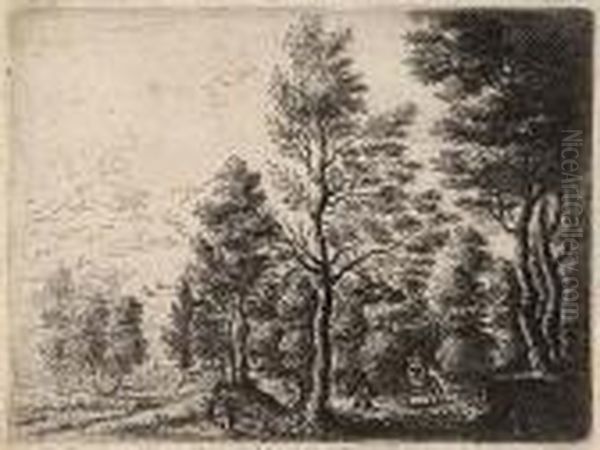 Landscape With A Man Leading A Donkey Oil Painting by Lucas Van Uden