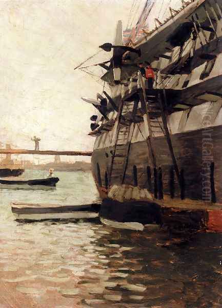 The Hull Of A Battle Ship Oil Painting by James Jacques Joseph Tissot