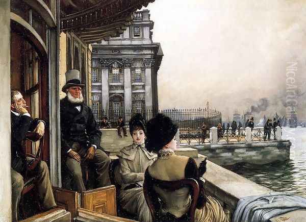 TheTerrace Of The Trafalgar Tavern, Greenwich, London Oil Painting by James Jacques Joseph Tissot