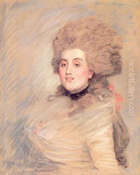 Portrait of an Actress in Eighteenth Century Dress Oil Painting by James Jacques Joseph Tissot