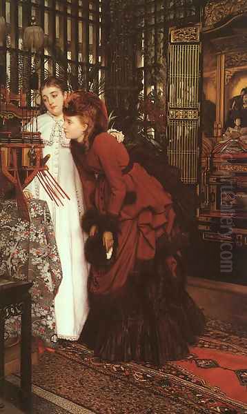 Jeunes Femmes Regardant des Objets Japonais (Young Ladies Looking at Japanese Objects) 1869 Oil Painting by James Jacques Joseph Tissot