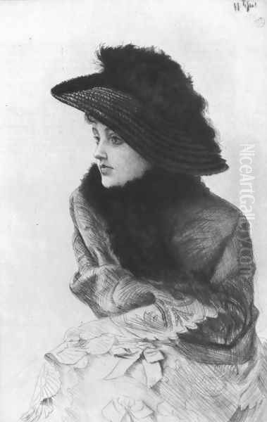 Portrait de M. N ... (Portrait of Mrs. N ...) Oil Painting by James Jacques Joseph Tissot