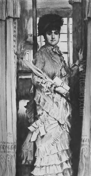 Portrait de Miss L ..., ou Il faut qu'une porte soit ouverte ou fermée (Portrait of Miss L ..., or A Door Must Be Either Open or Shut) Oil Painting by James Jacques Joseph Tissot