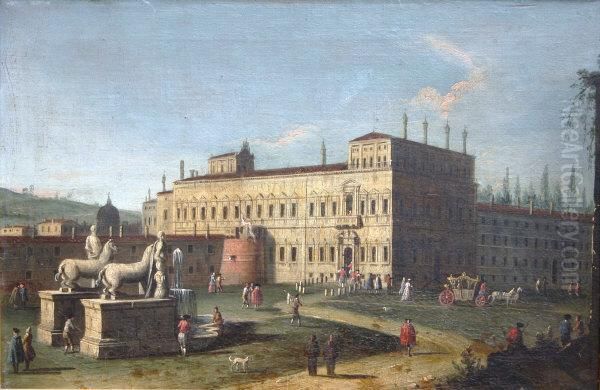 The Piazza Quirinalli, 
Rome Oil Painting by (circle of) Wittel, Gaspar van (Vanvitelli)