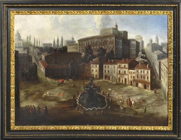 Piazza Del Tritone Oil Painting by (circle of) Wittel, Gaspar van (Vanvitelli)