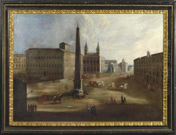 Piazza San Giovanni In Laterano Oil Painting by (circle of) Wittel, Gaspar van (Vanvitelli)