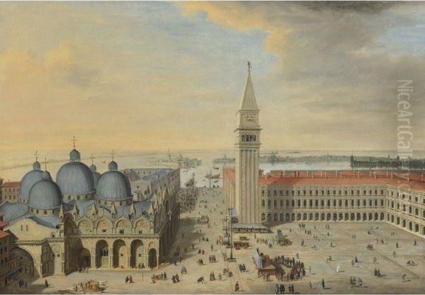 View Of San Marco And The Campanile, Venice, Seen From Above
Looking South Oil Painting by (circle of) Wittel, Gaspar van (Vanvitelli)