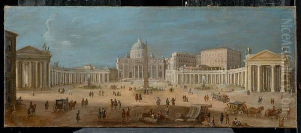 View Of St Peter's Square In Rome. Oil Painting by (circle of) Wittel, Gaspar van (Vanvitelli)