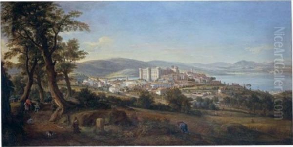 Veduta Di Bracciano, Del Lago E Del Palazzo Odescalchi Oil Painting by (circle of) Wittel, Gaspar van (Vanvitelli)