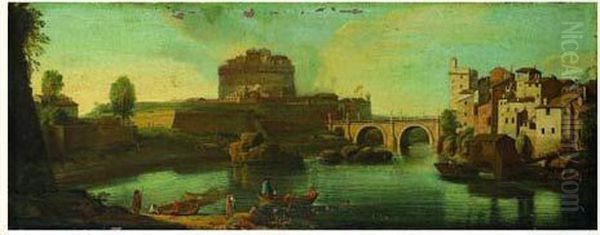 Rome : Vue Du Chateau Saint-ange Et Du Pont Saint-ange Oil Painting by (circle of) Wittel, Gaspar van (Vanvitelli)