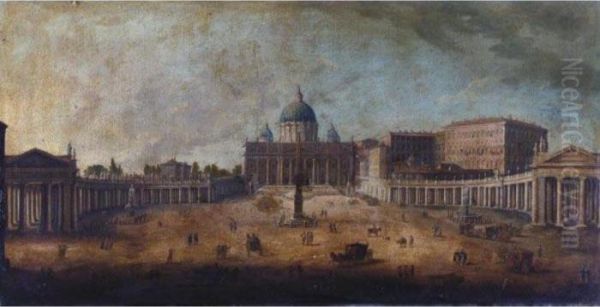 Rome, A View Of St. Peter's Square Oil Painting by (circle of) Wittel, Gaspar van (Vanvitelli)