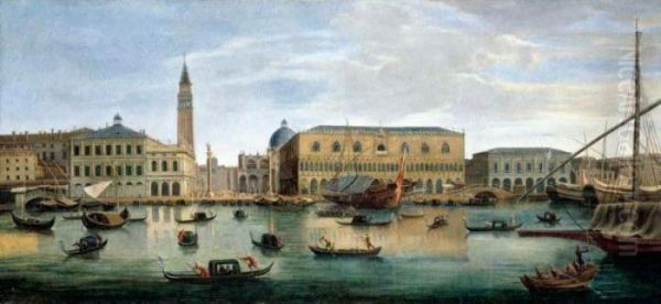 Venice, A View Of The Riva Degli Schiavoni With The Palazzo Ducale And The Piazzetta Oil Painting by (circle of) Wittel, Gaspar van (Vanvitelli)