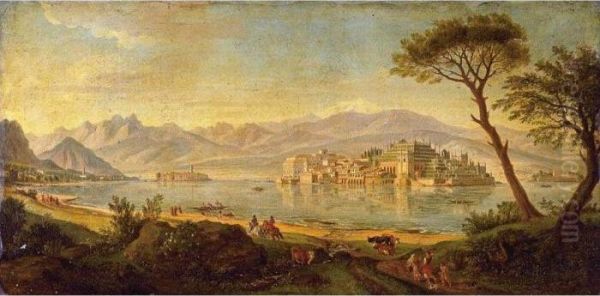 View Of Lake Maggiore With The Isola Bella Oil Painting by (circle of) Wittel, Gaspar van (Vanvitelli)