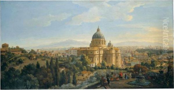 Rome, A View Of The Apse Of Saint Peter's Basilica Looking East Oil Painting by (circle of) Wittel, Gaspar van (Vanvitelli)