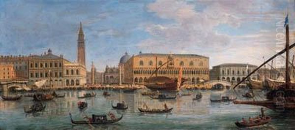 The Bacino Di San Marco, Venice,
 Looking Towards The Doge's Palaceand The Piazzetta, With The Bucintoro 
And Other Shipping Oil Painting by (circle of) Wittel, Gaspar van (Vanvitelli)