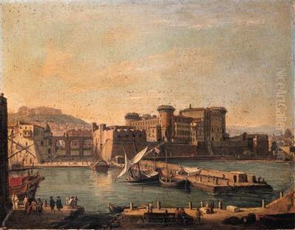 The Darsena, Naples Oil Painting by (circle of) Wittel, Gaspar van (Vanvitelli)