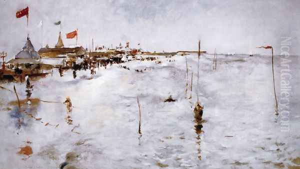 Coney Island From Brighton Pier Oil Painting by John Henry Twachtman