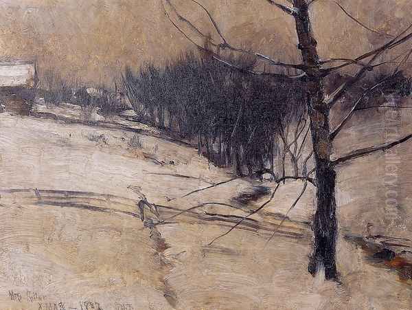 Snow Scene Oil Painting by John Henry Twachtman