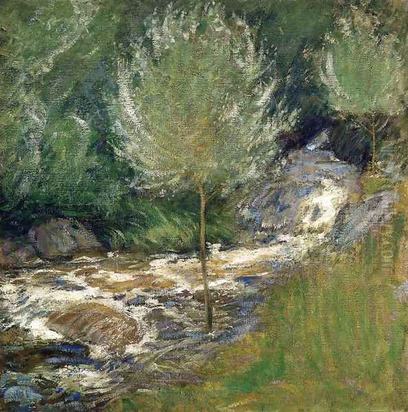 Horseneck Falls Greenwich Connecticut Oil Painting by John Henry Twachtman