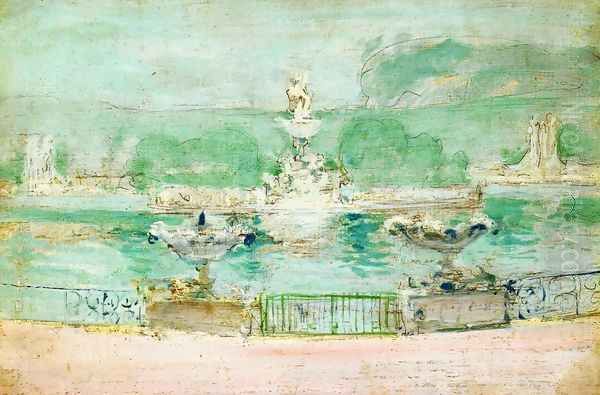 Fountain Worlds Fair Oil Painting by John Henry Twachtman