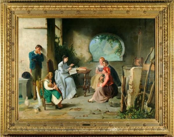 La Lezione Oil Painting by Scipione Vannutelli