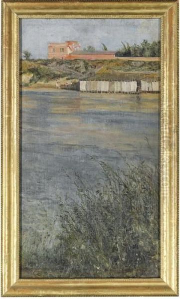 Cabine Sul Tevere Oil Painting by Scipione Vannutelli