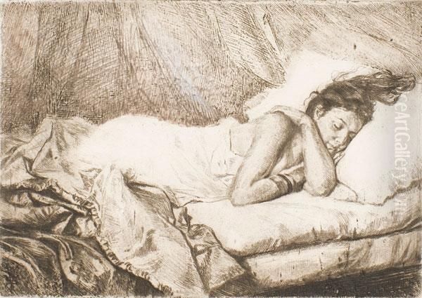 Fanciulla Dormiente Oil Painting by Scipione Vannutelli