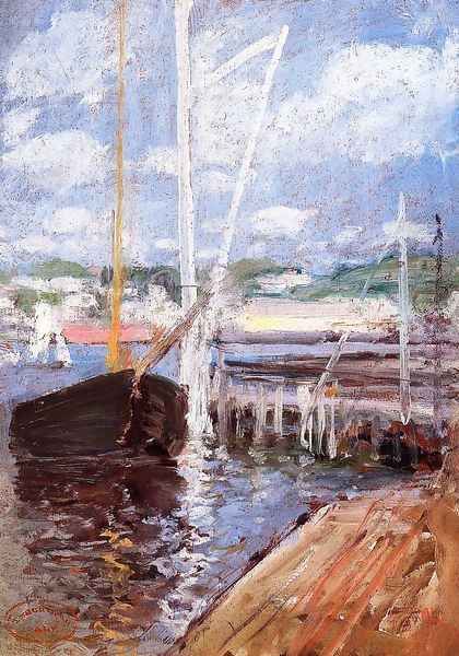 Boat Landing Oil Painting by John Henry Twachtman