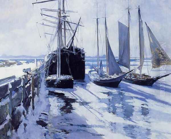 Connecticut Shore Winter Oil Painting by John Henry Twachtman