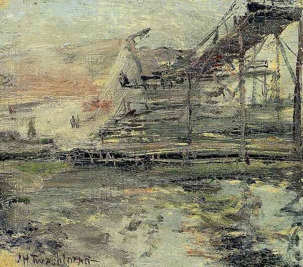 Harbor Scene Oil Painting by John Henry Twachtman