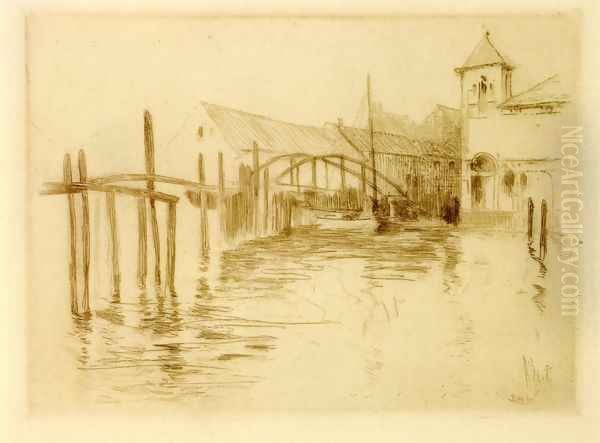 Dock At Newport Oil Painting by John Henry Twachtman