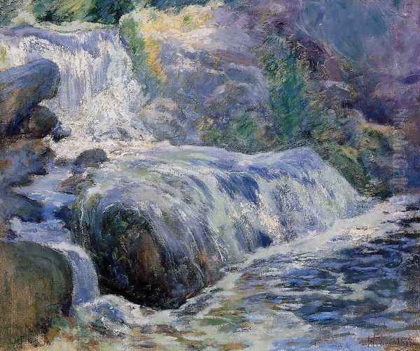 Waterfall Blue Brook Oil Painting by John Henry Twachtman