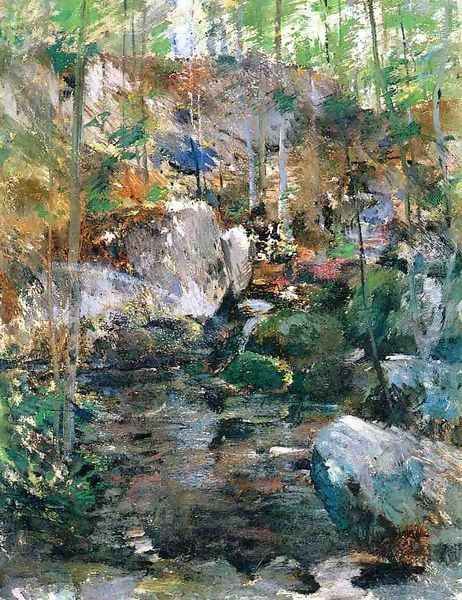 Woodland Stream Oil Painting by John Henry Twachtman