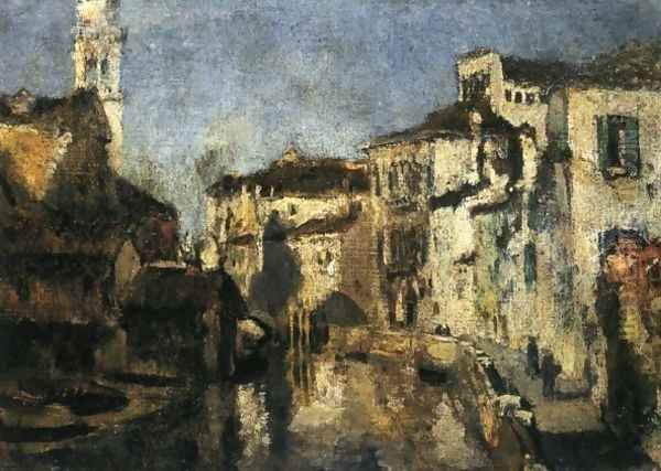 San Trovaso Square Venice Oil Painting by John Henry Twachtman